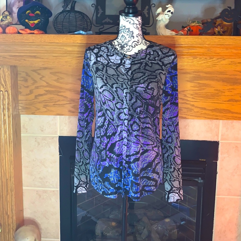 💗3/$12💗Dana Buchman Women’s Ombré Cheetah Print Button Down Dress Shirt